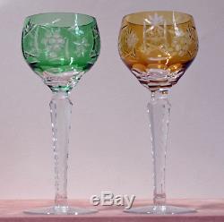 crystal vintage glasses wine poland tall clear multi cut color