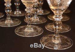 10 Hawkes Gravic Cut Glass Wine/water Goblets/stems Signed! Pattern