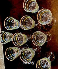 10 Macbeth Evans petalwear pastel bands striped footed water wine goblets