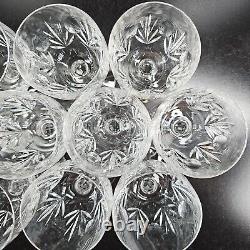 10 Mikasa Symphony Wine Glasses Set Vintage Crystal Clear Etch Cut Stemware Lot