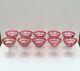 10 Val St Lambert Cut Glass Cranberry to Clear Footed Wines or Desserts