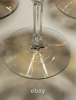 10 Vintage Amber Etched Stem Ware Wine Glass 8 H