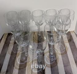 10 Vintage Crystal Wine Goblets withTwisted Air-Bubble Stems by Cristal d'Arques
