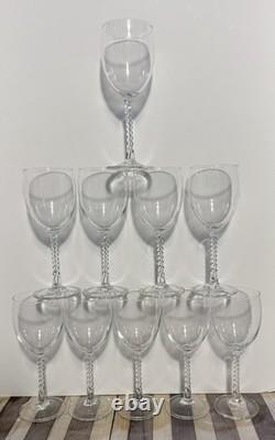 10 Vintage Crystal Wine Goblets withTwisted Air-Bubble Stems by Cristal d'Arques
