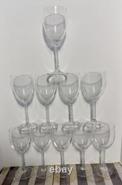 10 Vintage Crystal Wine Goblets withTwisted Air-Bubble Stems by Cristal d'Arques