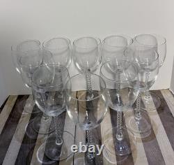 10 Vintage Crystal Wine Goblets withTwisted Air-Bubble Stems by Cristal d'Arques
