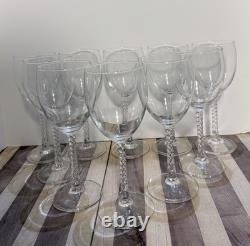10 Vintage Crystal Wine Goblets withTwisted Air-Bubble Stems by Cristal d'Arques