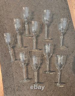 10 Vintage Depression Crystal Wine Goblets 8 tall X 10 glasses