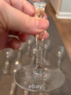 10 Vintage Depression Crystal Wine Goblets 8 tall X 10 glasses