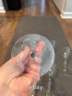 10 Vintage Depression Crystal Wine Goblets 8 tall X 10 glasses