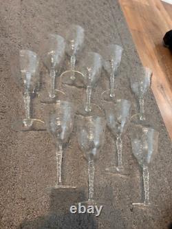 10 Vintage Depression Crystal Wine Goblets 8 tall X 10 glasses