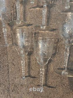 10 Vintage Depression Crystal Wine Goblets 8 tall X 10 glasses