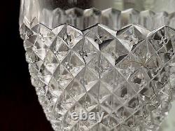 10 Vintage Diamond Cut Clear Glass Wine Glass Goblet 6 1/4 Tall Gift Quality
