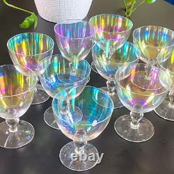 (10) Vintage IRIDESCENT Rainbow Bubble Wine Liqueur Stemware Glasses Elegant 4