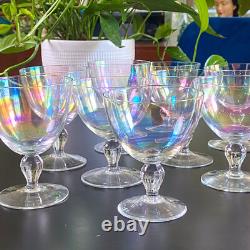 (10) Vintage IRIDESCENT Rainbow Bubble Wine Liqueur Stemware Glasses Elegant 4