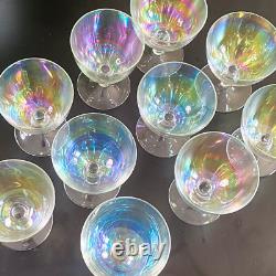(10) Vintage IRIDESCENT Rainbow Bubble Wine Liqueur Stemware Glasses Elegant 4