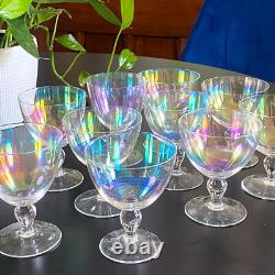 (10) Vintage IRIDESCENT Rainbow Bubble Wine Liqueur Stemware Glasses Elegant 4