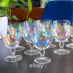(10) Vintage IRIDESCENT Rainbow Bubble Wine Liqueur Stemware Glasses Elegant 4