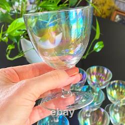 (10) Vintage IRIDESCENT Rainbow Bubble Wine Liqueur Stemware Glasses Elegant 4