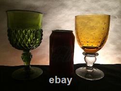 10 Vintage Mismatched Wine Glass Water Goblets Glasses Blue Green Gold #167