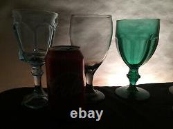 10 Vintage Mismatched Wine Glass Water Goblets Glasses Blue Green Gold #167