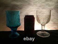 10 Vintage Mismatched Wine Glass Water Goblets Glasses Blue Green Gold #167