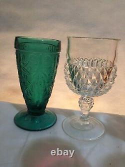 10 Vintage Mismatched Wine Glass Water Goblets Glasses Gem Tone Colorful #32