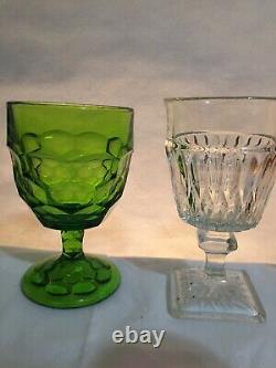10 Vintage Mismatched Wine Glass Water Goblets Glasses Gem Tone Colorful #32