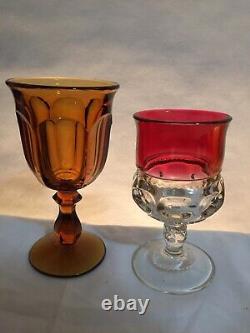 10 Vintage Mismatched Wine Glass Water Goblets Glasses Gem Tone Colorful #32