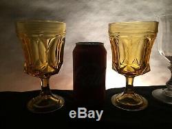 10 Vintage Mismatched Wine Glass Water Goblets Glasses Green Gold #182