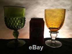 10 Vintage Mismatched Wine Glass Water Goblets Glasses Green Gold #182