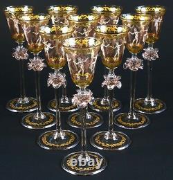 10 Vintage Venetian Hand-Painted Dancing Ladies Cordial Glasses