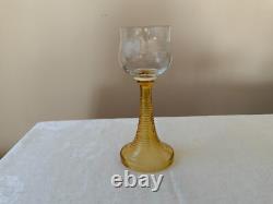 10 Vintage Venetian glass Swirl Stem Amber Wine Glasses goblets etched grapes