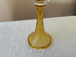 10 Vintage Venetian glass Swirl Stem Amber Wine Glasses goblets etched grapes