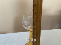 10 Vintage Venetian glass Swirl Stem Amber Wine Glasses goblets etched grapes