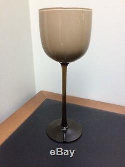 10 Vtg Carlo Moretti Murano Brown/Smoke White Cased Glass 9.25 Wine Stems