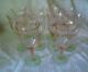 10 Vtg Pink Green Watermelon Etched Diamond Optic Wine Glasses PERFECT