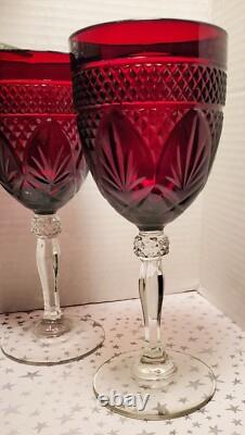 10 Vtg Ruby RED Cristal D' Arques Durand Tall Wine Water Glass Goblets Luminarc