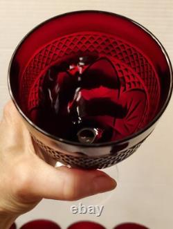 10 Vtg Ruby RED Cristal D' Arques Durand Tall Wine Water Glass Goblets Luminarc