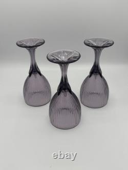 10 vintage Fostoria Monet Purple Wine Water Glass Goblet, Ribbed, Footed