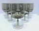 11 MCM Smoke Gray Water Wine Glasses 5 7/8 Vintage Clear Bulbous Stem USA Grey