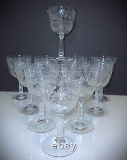 11 Vintage Fostoria Crystal Bouquet 6 1/4 Water Goblet Lg Wine Glass Stem 6033