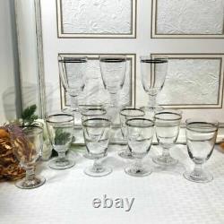 11 Vintage Fostoria Reflection Platinum Band Juice glass Decorated stem MCM