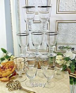 11 Vintage Fostoria Reflection Platinum Band Juice glass Decorated stem MCM