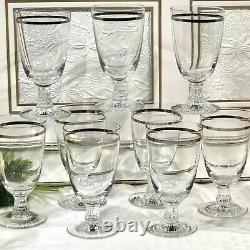 11 Vintage Fostoria Reflection Platinum Band Juice glass Decorated stem MCM