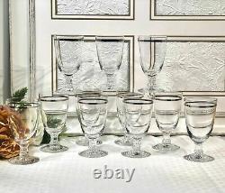 11 Vintage Fostoria Reflection Platinum Band Juice glass Decorated stem MCM