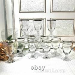 11 Vintage Fostoria Reflection Platinum Band Juice glass Decorated stem MCM