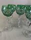 12 Bohemian Green Cut To Clear Wine Glasses 6 oz