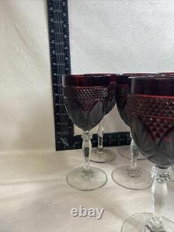 12 CRISTAL D'ARQUES Durand Luminarc Antique Ruby Red Goblets Wine 8 Clear Stem