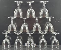 12 Fostoria Contour Clear Wine Glasses Set Vintage Elegant Curved Stems MCM Lot